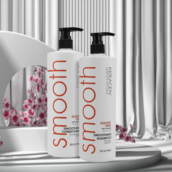 Keragen - Smoothing Shampoo and Conditioner Set with Keratin and Collagen