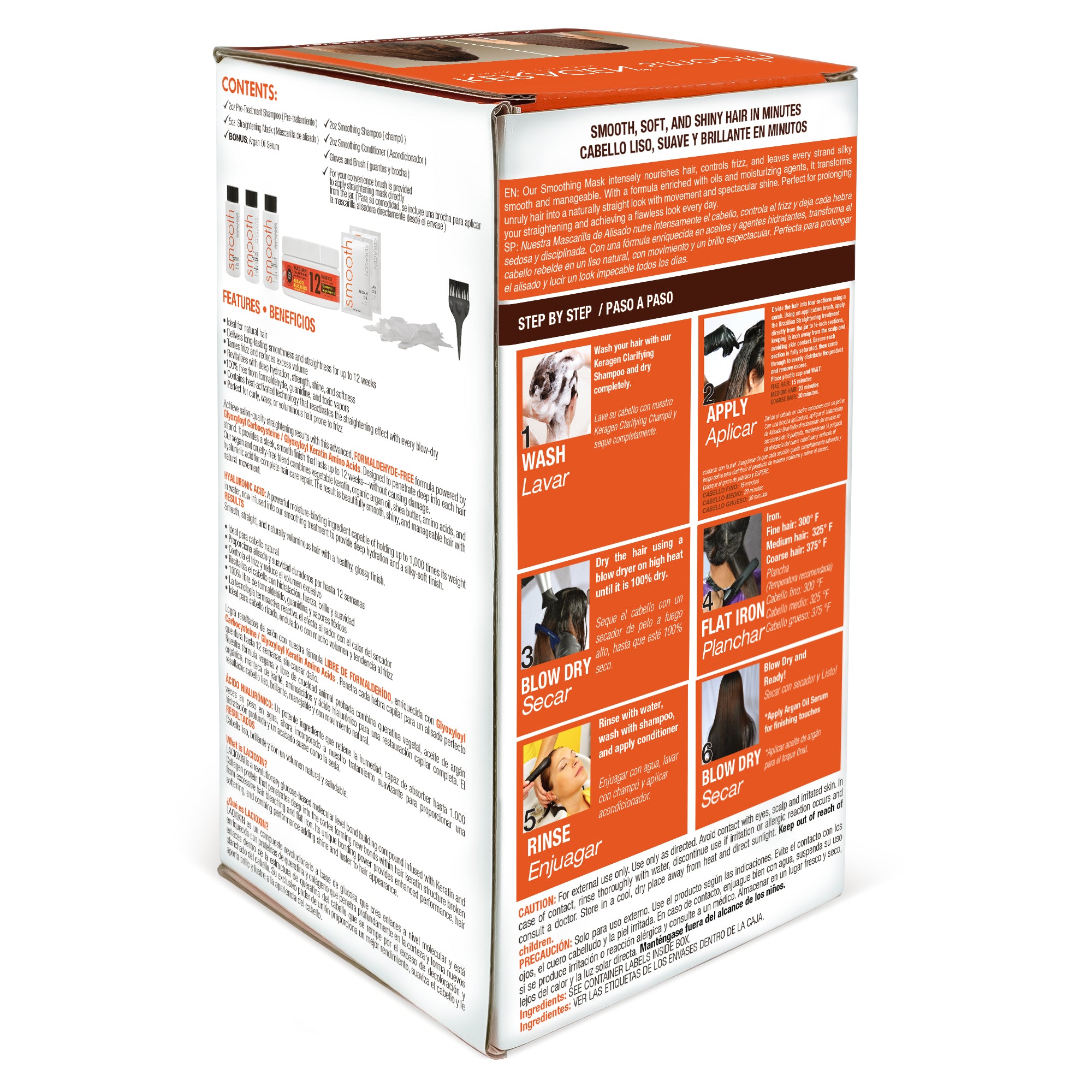 KERAGEN At-Home Hair Straightening Kit – Formaldehyde-Free Smoothing Treatment for Frizz-Prone Hair | 12-Week Humidity-Proof Results | Fine, Medium & Coarse Hair Types | Organic Ingredients