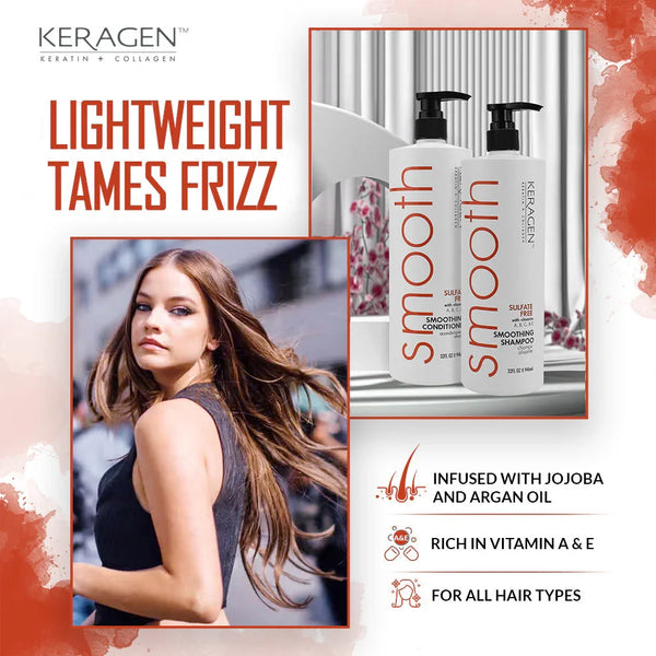 Keragen - Smoothing Shampoo and Conditioner Set with Keratin and Collagen - Keragen