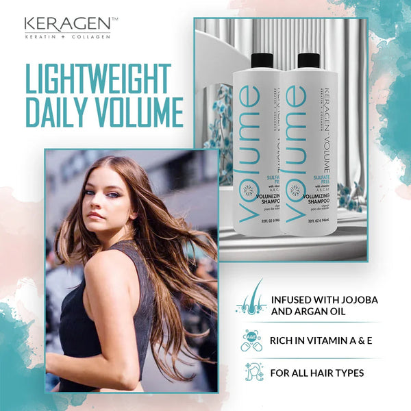 KERAGEN Volumizing Shampoo - For Fine Hair with Keratin & Collagen - Keragen