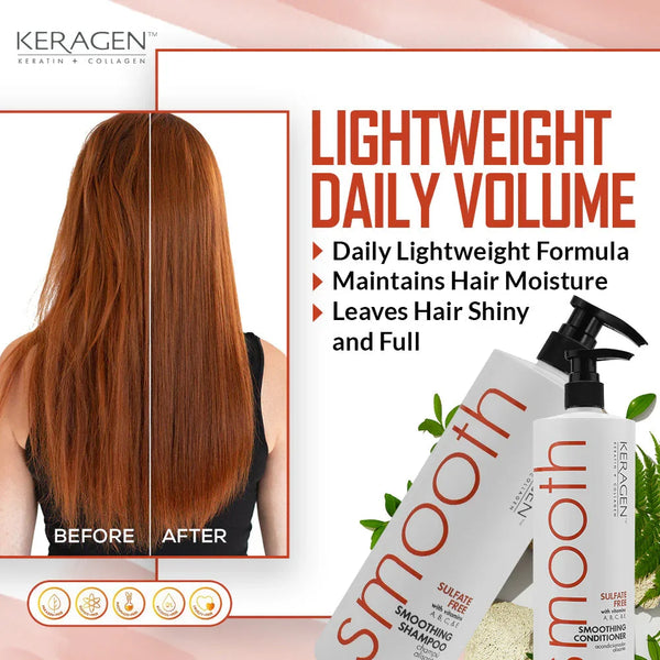 Keragen - Smoothing Shampoo and Conditioner Set with Keratin and Collagen - Keragen