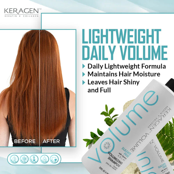 KERAGEN Volumizing Shampoo - For Fine Hair with Keratin & Collagen - Keragen
