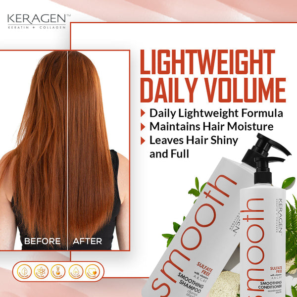 Keragen - Smoothing Shampoo and Conditioner Set with Keratin and Collagen