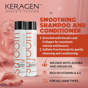 Keragen - Smoothing Shampoo and Conditioner Set with Keratin and Collagen - Keragen