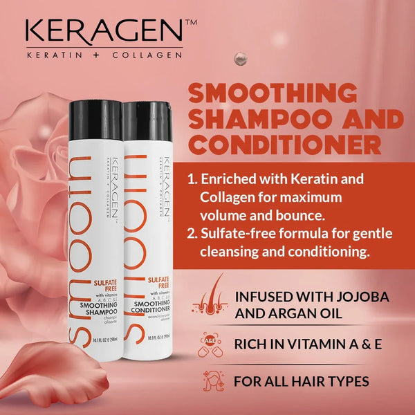 Keragen - Smoothing Shampoo and Conditioner Set with Keratin and Collagen - Keragen