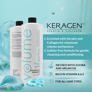 KERAGEN Volumizing Shampoo - For Fine Hair with Keratin & Collagen - Keragen