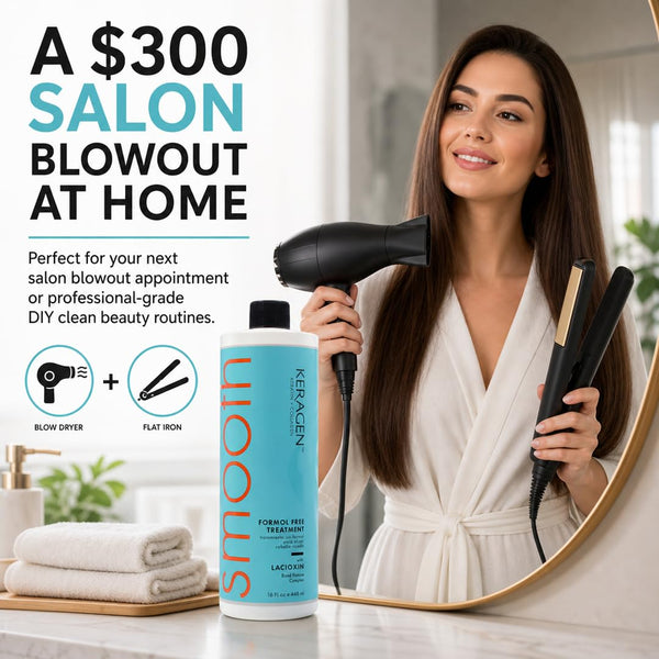 KERAGEN Brazilian Keratin Smoothing Treatment Formaldehyde-Free Blowout Straightening System