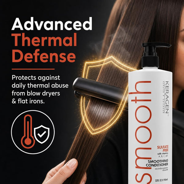 KERAGEN Smoothing Shampoo & Conditioner - Keratin & Collagen Infused Frizz Control System