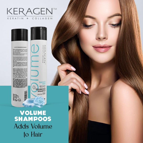 KERAGEN Volumizing Shampoo & Conditioner Duo - For Fine Hair with Keratin & Collagen