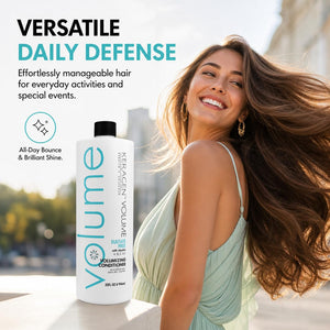 KERAGEN Volumizing Shampoo & Conditioner Duo - For Fine Hair with Keratin & Collagen