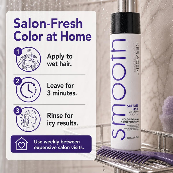 KERAGEN Purple Shampoo & Conditioner - Toning System for Blonde & Silver Hair