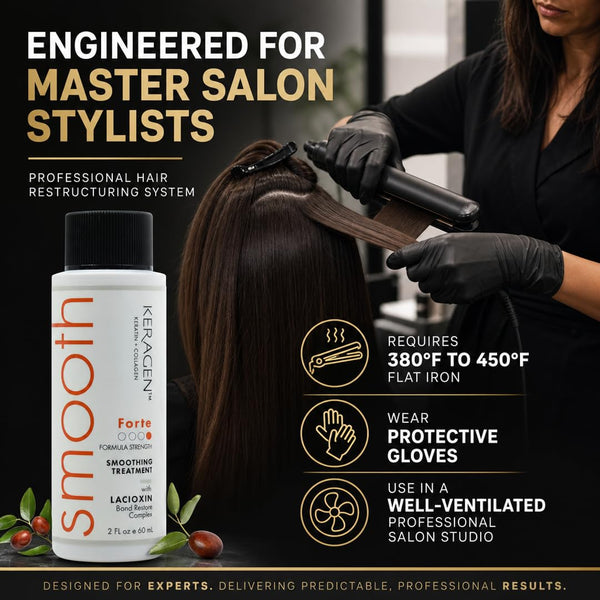 KERAGEN Brazilian Keratin Treatment - Professional Smoothing Kit for Frizzy Hair