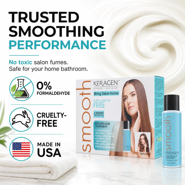 KERAGEN Brazilian Keratin Smoothing Treatment Formaldehyde-Free Blowout Straightening System