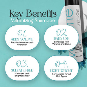 KERAGEN Volumizing Shampoo & Conditioner Duo - For Fine Hair with Keratin & Collagen
