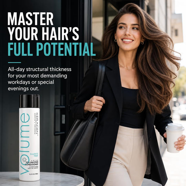 KERAGEN Volumizing Shampoo & Conditioner Duo - For Fine Hair with Keratin & Collagen