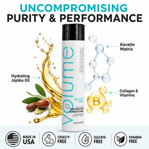 KERAGEN Volumizing Shampoo & Conditioner Duo - For Fine Hair with Keratin & Collagen