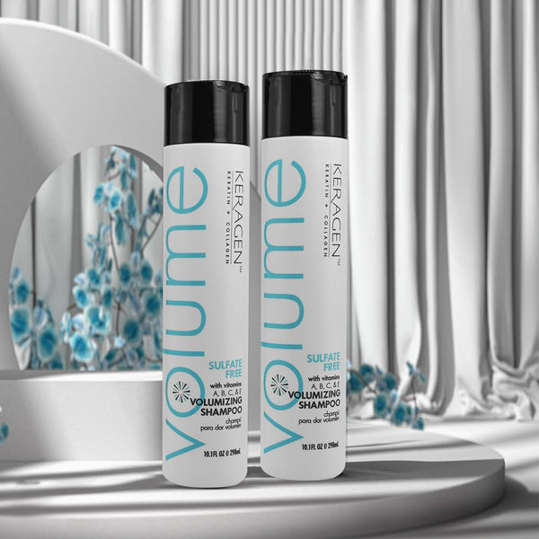 KERAGEN Volumizing Shampoo & Conditioner Duo - For Fine Hair with Keratin & Collagen