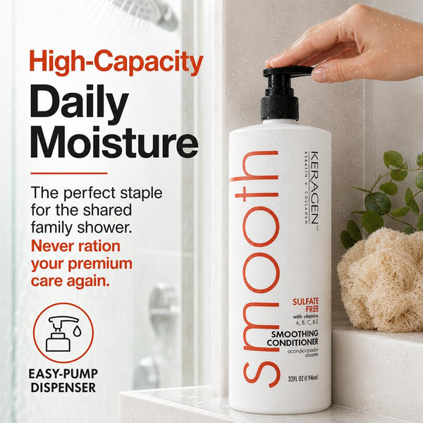 KERAGEN Smoothing Shampoo & Conditioner - Keratin & Collagen Infused Frizz Control System