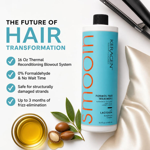 KERAGEN Brazilian Keratin Smoothing Treatment Formaldehyde-Free Blowout Straightening System