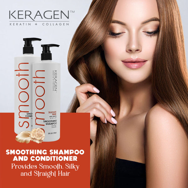 Keragen - Smoothing Shampoo and Conditioner Set with Keratin and Collagen
