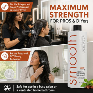 KERAGEN Brazilian Keratin Treatment - Professional Smoothing Kit for Frizzy Hair