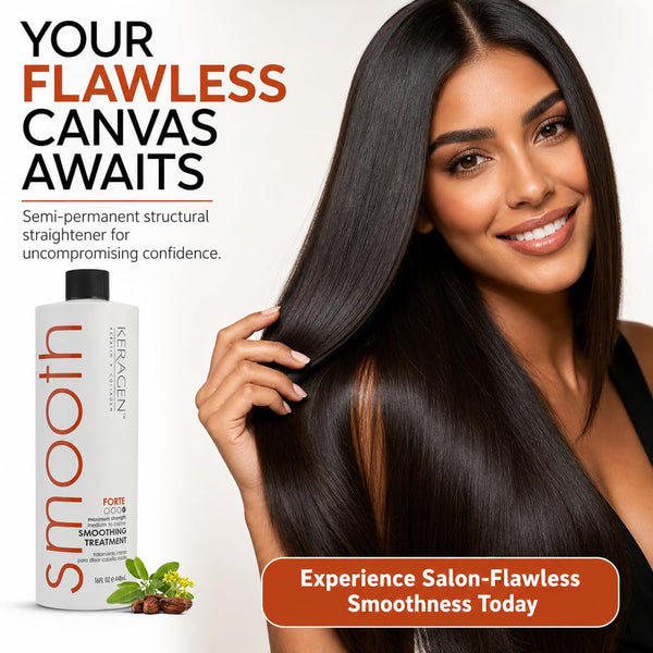 KERAGEN Brazilian Keratin Treatment - Professional Smoothing Kit for Frizzy Hair