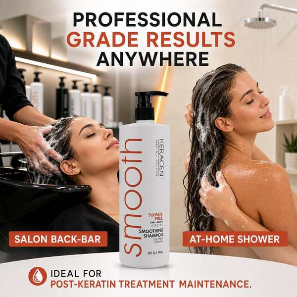 KERAGEN Smoothing Shampoo & Conditioner - Keratin & Collagen Infused Frizz Control System