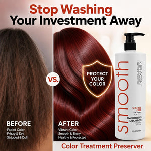 KERAGEN Smoothing Shampoo & Conditioner - Keratin & Collagen Infused Frizz Control System