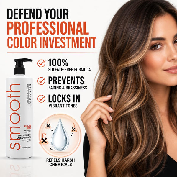KERAGEN Smoothing Shampoo & Conditioner - Keratin & Collagen Infused Frizz Control System
