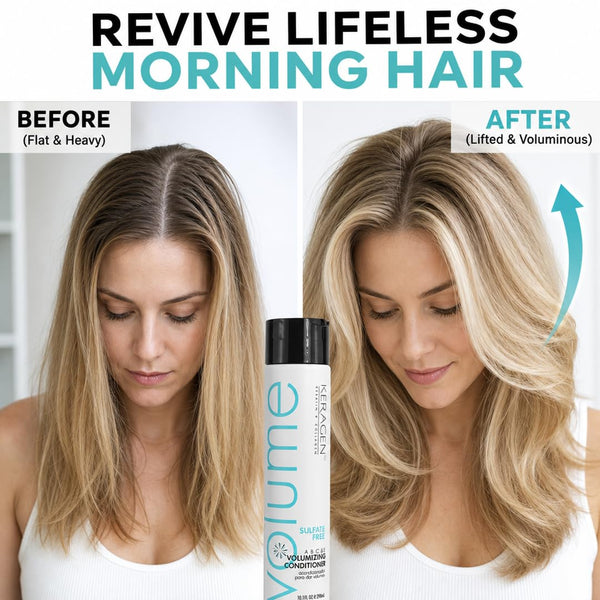 KERAGEN Volumizing Shampoo & Conditioner Duo - For Fine Hair with Keratin & Collagen
