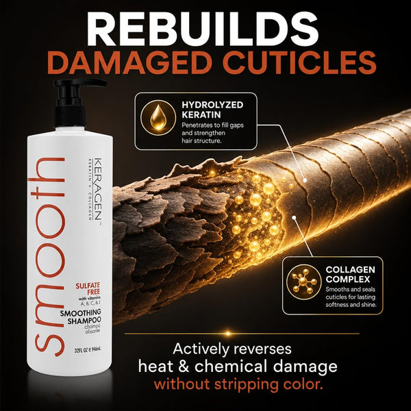 KERAGEN Smoothing Shampoo & Conditioner - Keratin & Collagen Infused Frizz Control System