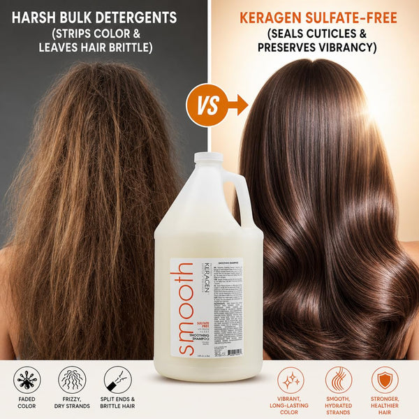 KERAGEN Smoothing Shampoo & Conditioner Set – Sulfate-Free – Keratin & Collagen Infused – Deep Moisture, Strengthens, Protects Color & Repairs with Panthenol – For All Hair Types - Beauty Market Online