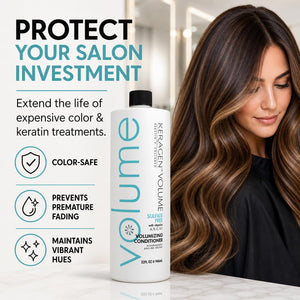 KERAGEN Volumizing Shampoo & Conditioner Duo - For Fine Hair with Keratin & Collagen