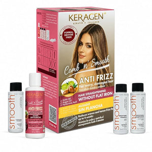 KERAGEN Smoothing Hair Treatment Kit – Frizz Control for Frizzy Hair | At-Home Use, No Flat Iron Required