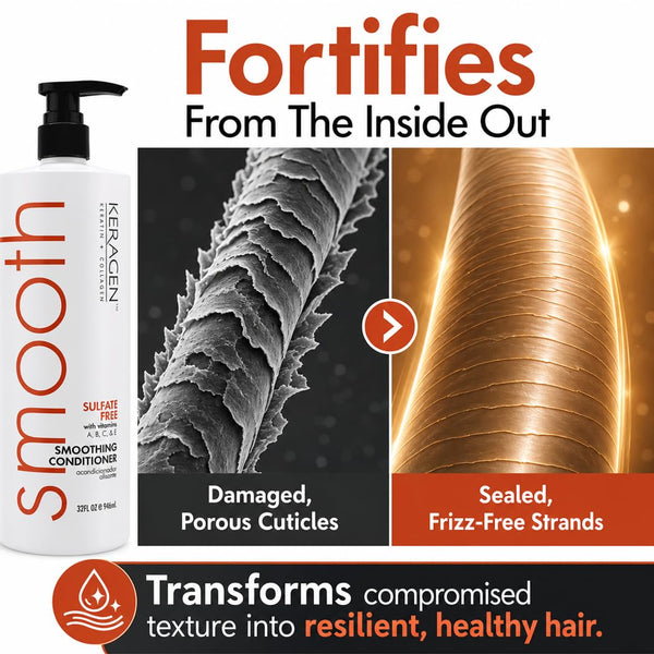 KERAGEN Smoothing Shampoo & Conditioner - Keratin & Collagen Infused Frizz Control System