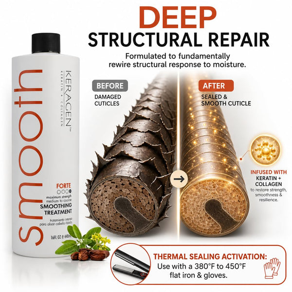 KERAGEN Brazilian Keratin Treatment - Professional Smoothing Kit for Frizzy Hair