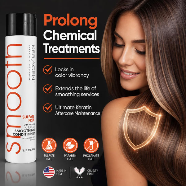 KERAGEN Smoothing Shampoo & Conditioner - Keratin & Collagen Infused Frizz Control System