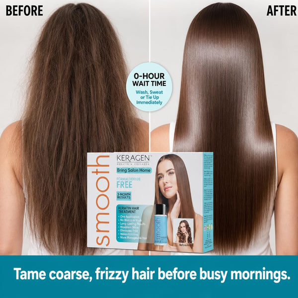 KERAGEN Brazilian Keratin Smoothing Treatment Formaldehyde-Free Blowout Straightening System