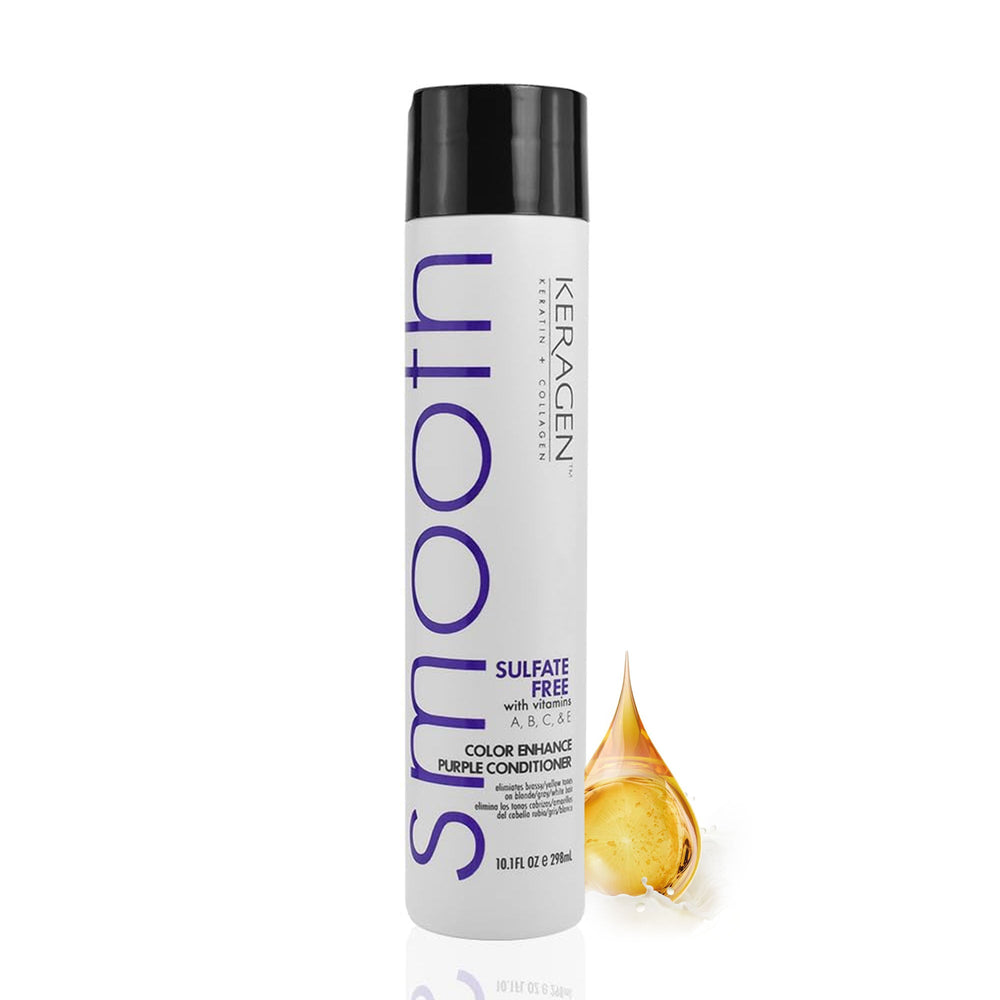 KERAGEN Sulfate-Free Color Enhance Purple Conditioner – Neutralizes Yellow Tones for Blonde & Silver Hair, with Keratin, Panthenol, Vitamins, Collagen & Jojoba Oil - Beauty Market Online