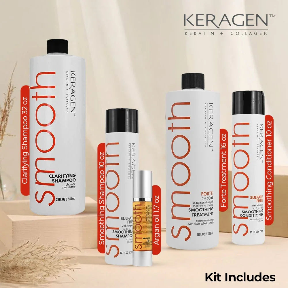 Keragen Brazilian Keratin Hair Treatment – Premium Straightening Cream, Sulfate-Free Anti-Frizz Formula, Perfect for Dry & Damaged Hair, Complete Kit Combo Set - Keragen