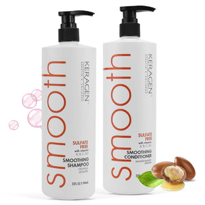 KERAGEN Smoothing Shampoo & Conditioner - Keratin & Collagen Infused Frizz Control System - Keragen