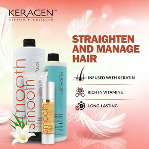 KERAGEN Brazilian Keratin Treatment Kit - Formaldehyde-Free Smoothing System with Argan Oil - Keragen