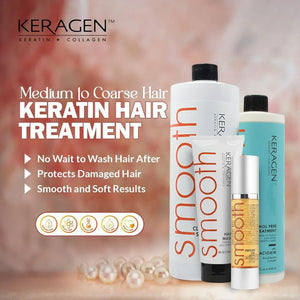KERAGEN Brazilian Keratin Treatment Kit - Formaldehyde-Free Smoothing System with Argan Oil - Keragen