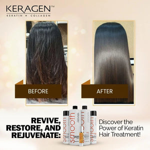 Keragen Brazilian Keratin Hair Treatment – Premium Straightening Cream, Sulfate-Free Anti-Frizz Formula, Perfect for Dry & Damaged Hair, Complete Kit Combo Set - Keragen