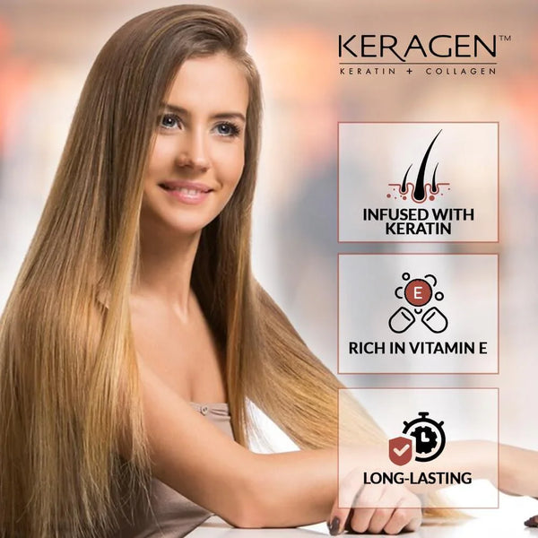 KERAGEN Brazilian Keratin Smoothing Treatment - Professional Frizz Control & Hair Straightening System - Keragen