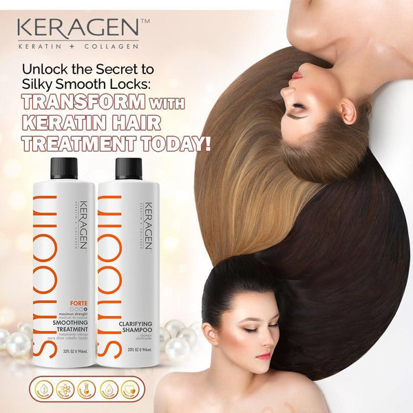 KERAGEN Brazilian Keratin Smoothing Treatment - Professional Frizz Control & Hair Straightening System - Keragen