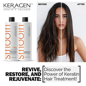 KERAGEN Brazilian Keratin Smoothing Treatment - Professional Frizz Control & Hair Straightening System - Keragen