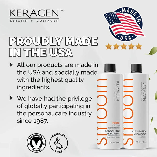 KERAGEN Brazilian Keratin Smoothing Treatment - Professional Frizz Control & Hair Straightening System - Keragen