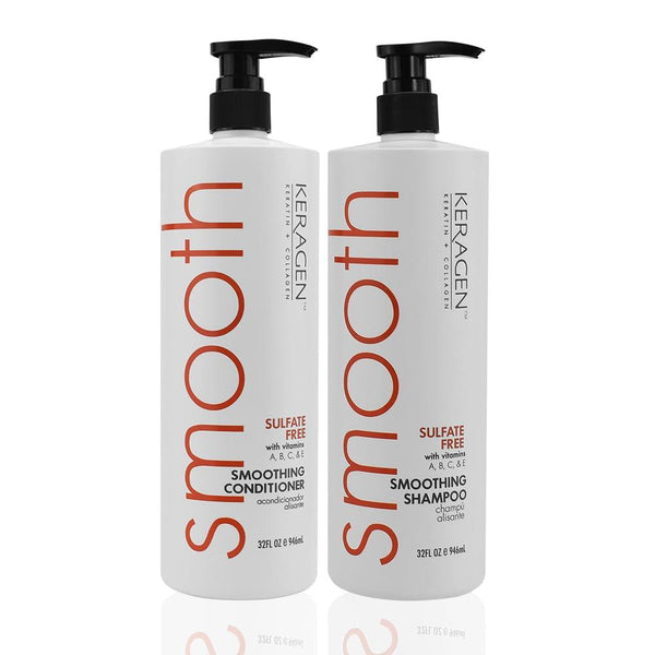 KERAGEN Smoothing Shampoo & Conditioner Set – Sulfate-Free – Keratin & Collagen Infused – Deep Moisture, Strengthens, Protects Color & Repairs with Panthenol – For All Hair Types - Beauty Market Online