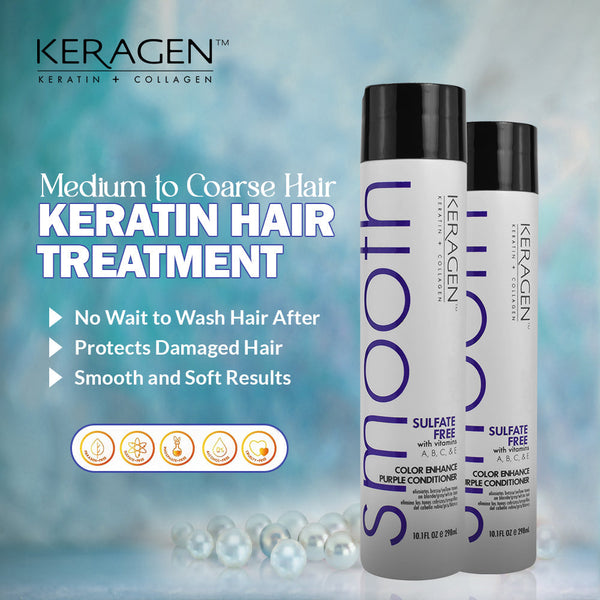KERAGEN Sulfate-Free Color Enhance Purple Conditioner – Neutralizes Yellow Tones for Blonde & Silver Hair, with Keratin, Panthenol, Vitamins, Collagen & Jojoba Oil - Beauty Market Online